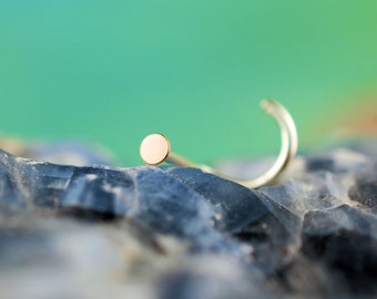 Barely There Rose Gold Nose Stud: Flat Disc, Minimalist Nose Ring