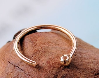 Solid Gold Nose Ring * Gold Nose Hoop * Budded Open Nose Ring * Thin Dainty Nose Ring * Rock Your Nose * Simple Nose Hoop * Nose Jewelry