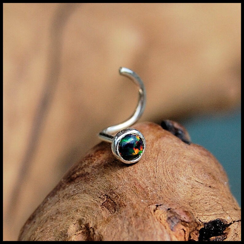 Black Opal Nose Stud Nose Ring Gemstone Nose Ring Rock | Etsy