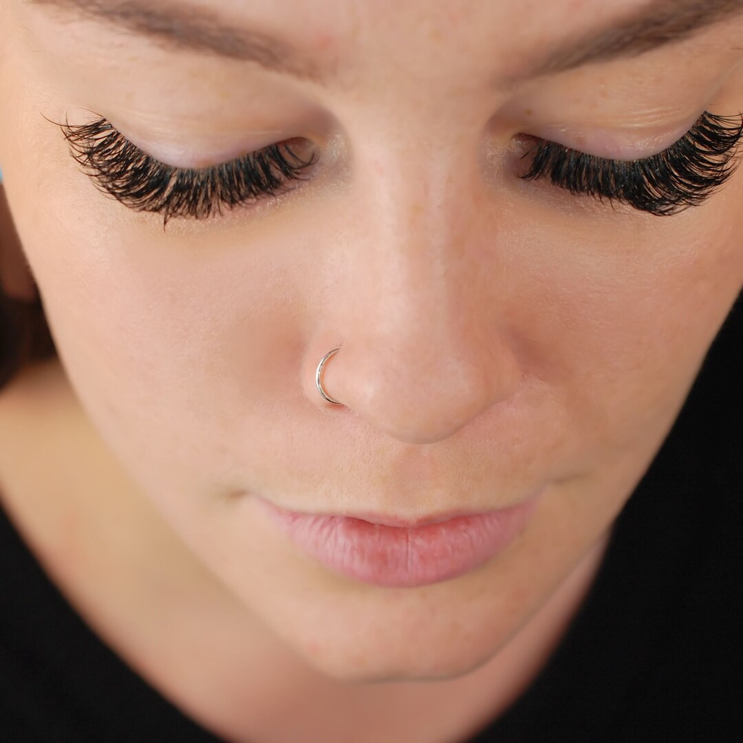 Silver Nose Ring Hoop Textured Choose Thin Nose Ring or Thick Nose Ring by Choosing Your Gauge