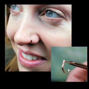 Hammered Nose Ring * A Rose Gold Cuff Hoop in Thick & Thin Gauges * Handcrafted Nose Ring by Rock Your Nose * Nickel Free Nose Jewelry