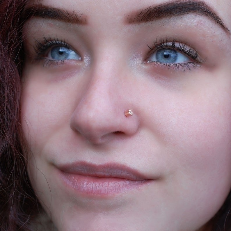 Champagne Diamond Gold Nose Stud Big Stone Nose Stud High Etsy