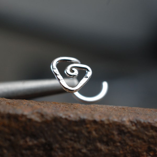 Tribal Silver Nose Stud in Sterling Silver - Great Tribal Style Nose Jewelry that's Handcrafted - Choose Your Gauge and End Style