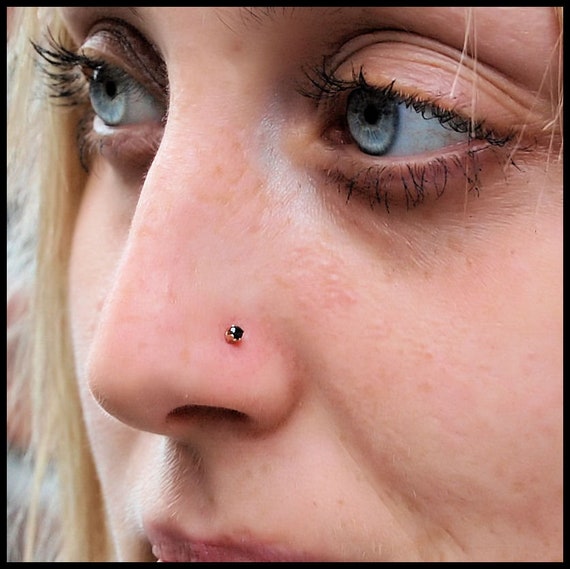 Tiny Black Diamond Style Nose Stud In A 2mm Stone Size A Etsy