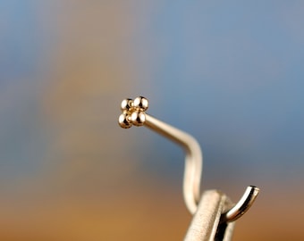 Dainty Gold Nose Stud * Tiny Nose Pin * Solid Gold Nose Ring *  14 Karat Gold Jewelry * L End, Screw End, Fishtail Nose Stud * 22G 20G 18G