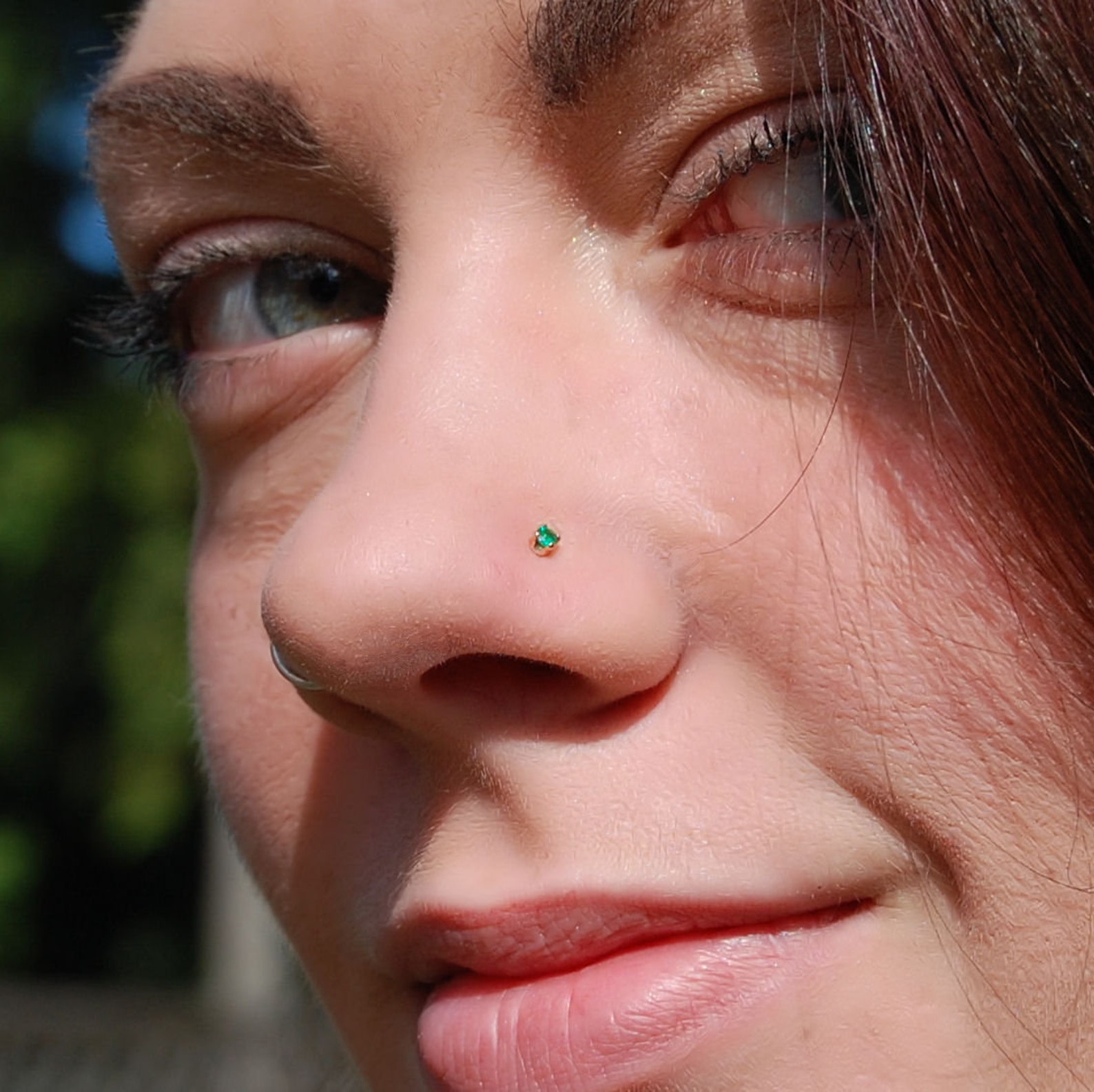 Emerald Gold 2mm Dainty Nose Stud Thin Nose Ring Delicate Etsy