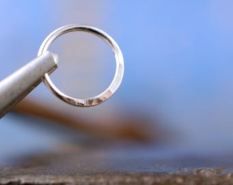 Silver Nose Ring Hoop Hammered – Choose Thin or Thick Nose Ring 22G to 18G – Unique Boho Nose Jewelry