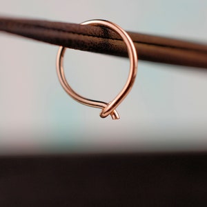 Rose Gold Nose Hoop 14K Solid Rose Gold Nose Ring Dainty Nose Ring Custom Nose Jewelry Thin Nose Ring Gift for Her Unique image 4
