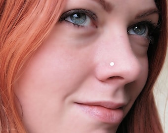 Gold Dot Nose Stud: Minimalist Flat Disc Nose Ring