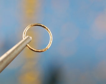 Gold Nose Ring Hoop Textured – choose Thin Nose Ring or Thick Nose Ring in your Gauge from 24G to 18G – Unique Boho Nose Jewelry