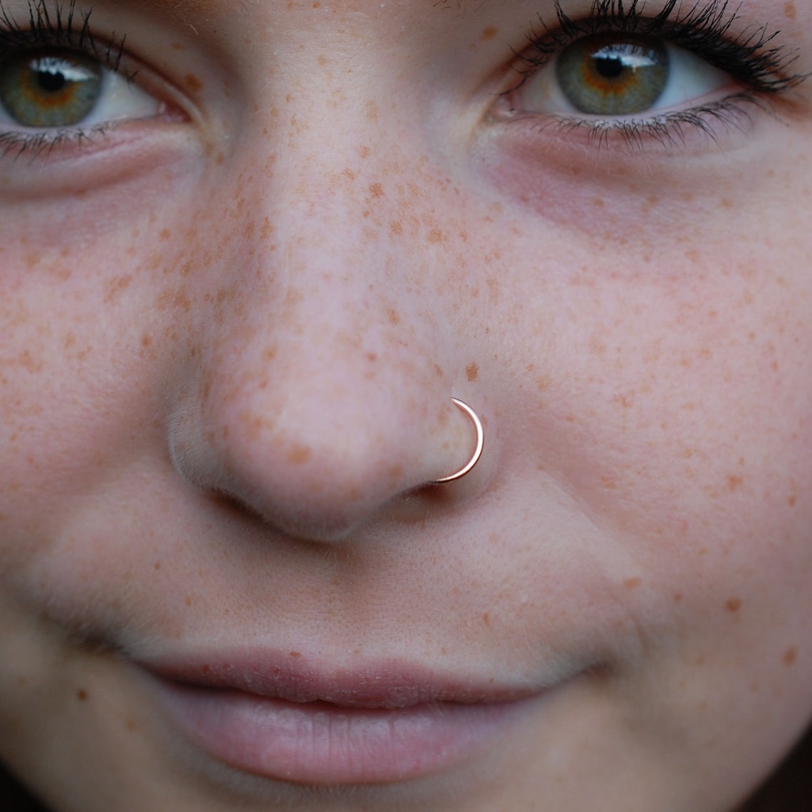 Rose Gold Nose Ring / Budded Open Nose Ring 14 Karat Solid Etsy