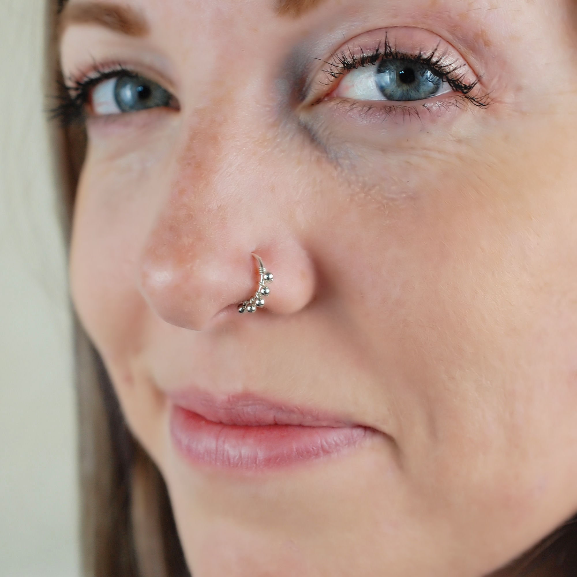 Indian Nose Ring Silver Beaded Nose Ring Nose Ring Hoop Etsy