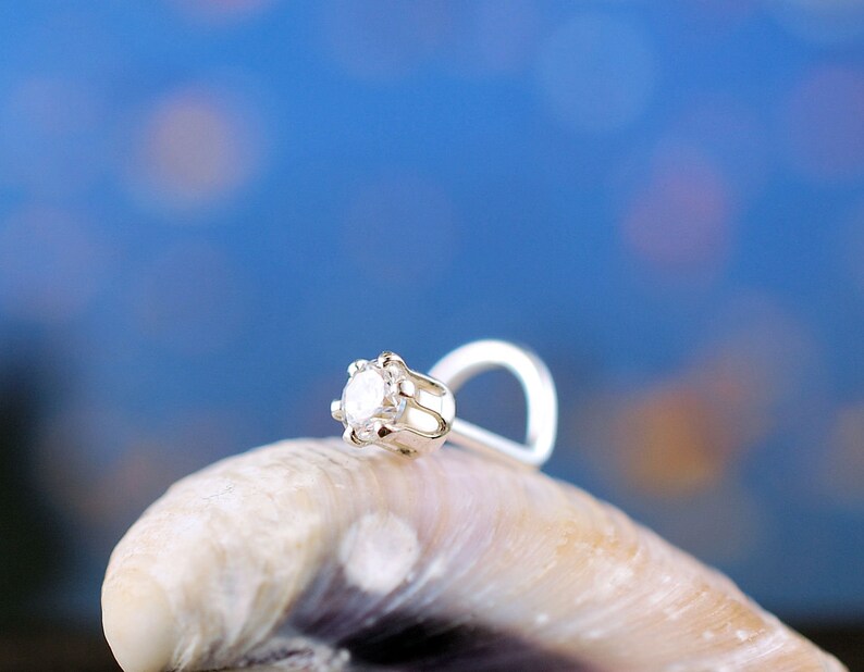 Diamond Style Nose Stud * HIGH Profile Sterling Silver 3mm Gemstone Screw * 24G Nose Stud 18G Nose Stud 22G Nose Stud 20G Nose Stud