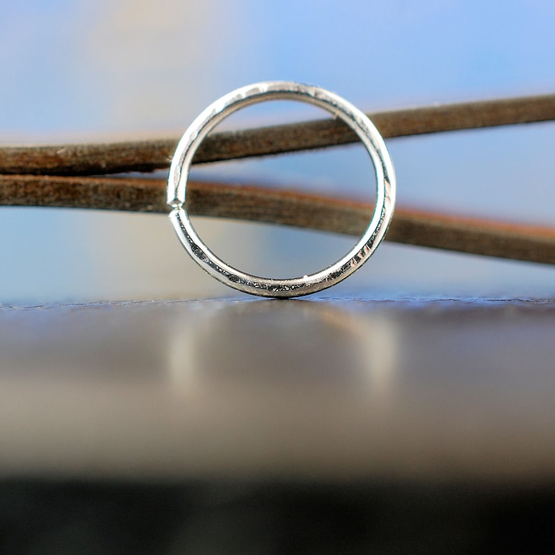 White Gold Nose Ring Hoop Textured A Solid 14 Karat Gold Etsy