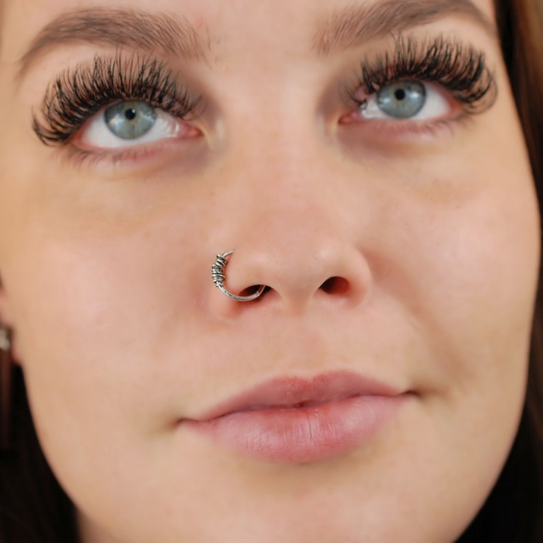 Silver Septum or Nose Ring Tangled Thin or Thick Septum Ring Etsy