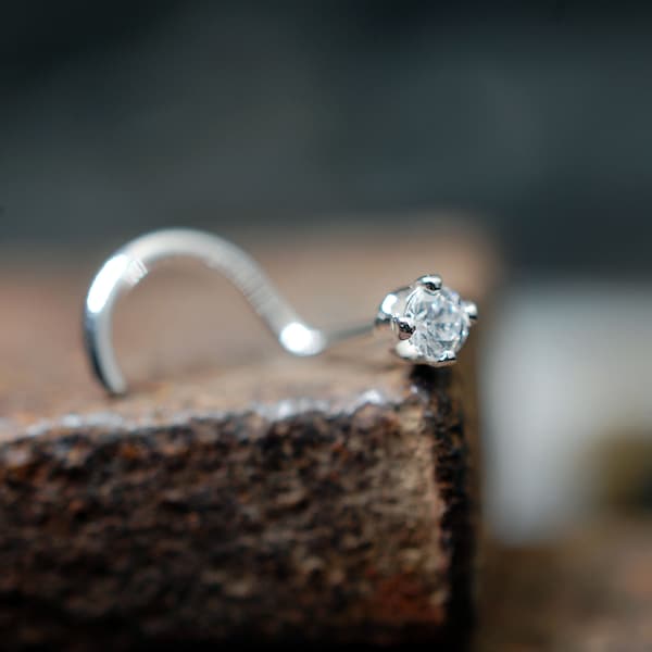 2mm Diamond Style Nose Stud – Handcrafted to Order in Nickel Free Sterling Silver – Choose 24G, 22G, 20G, 18 Gauge Options