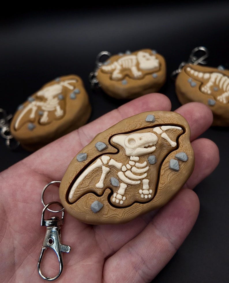 Dinosaur Fossil Clicker Fidgets - Sensory Keychains - 3D Printed image 6