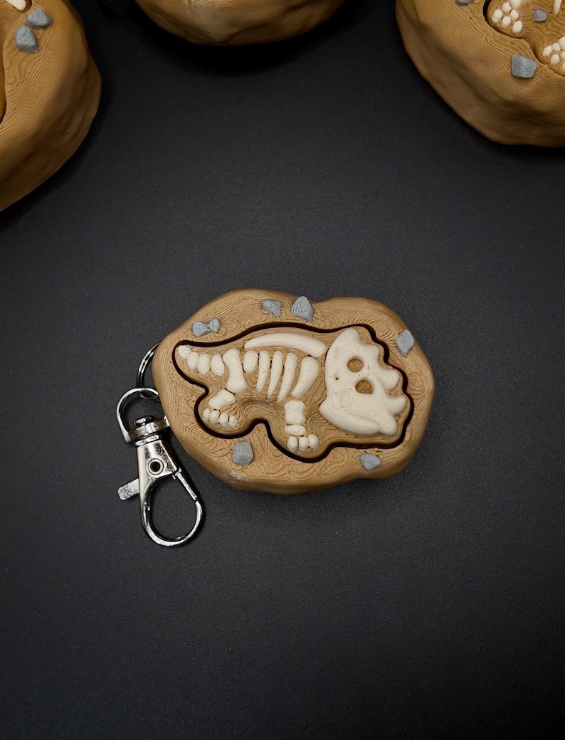 Dinosaur Fossil Clicker Fidgets - Sensory Keychains - 3D Printed 1 Pack (Option #3)