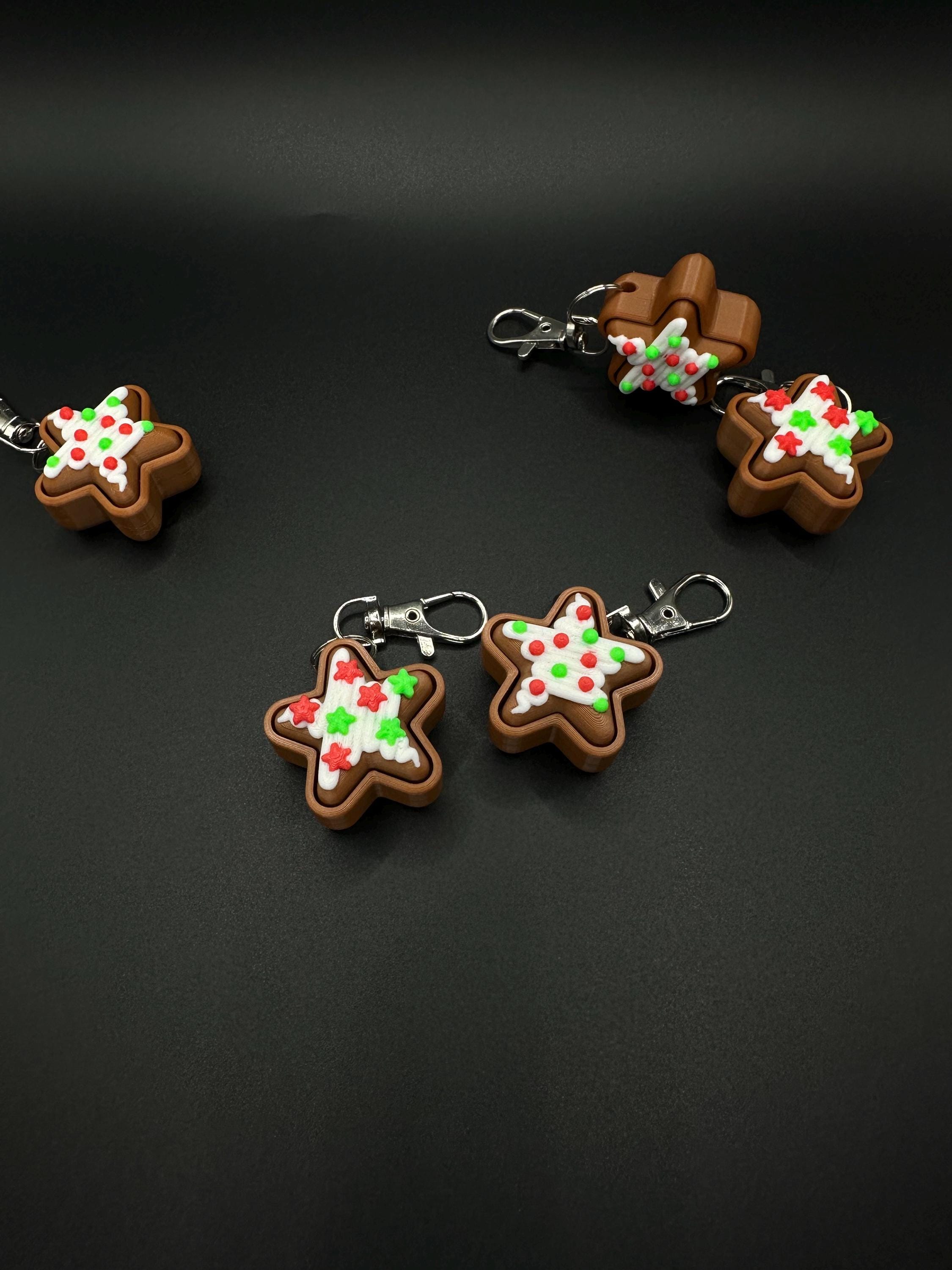 Gingerbread Cookie Star-shaped Fidgets! - Clicker Fidget Keychains - 3D ...