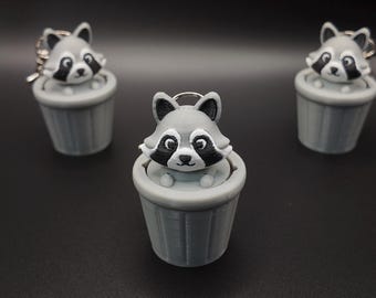 Raccoon Trashcan Fidgets! - Clicker Fidget Keychains - 3D Printed Fidgets