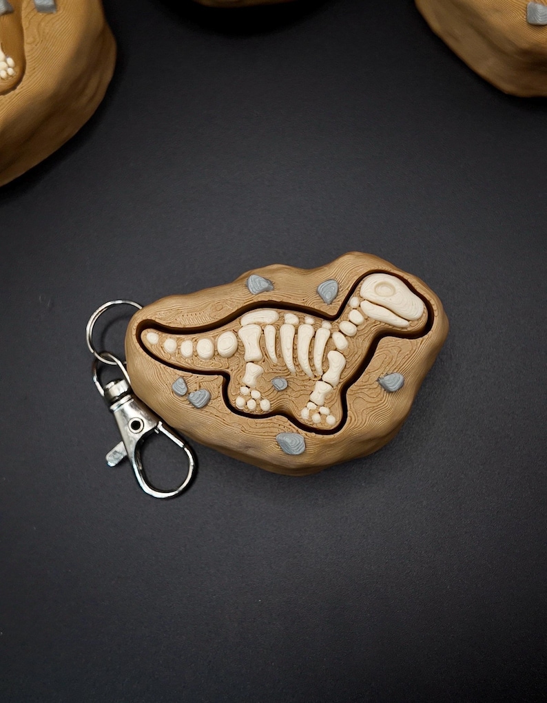 Dinosaur Fossil Clicker Fidgets - Sensory Keychains - 3D Printed 1 Pack (Option #2)
