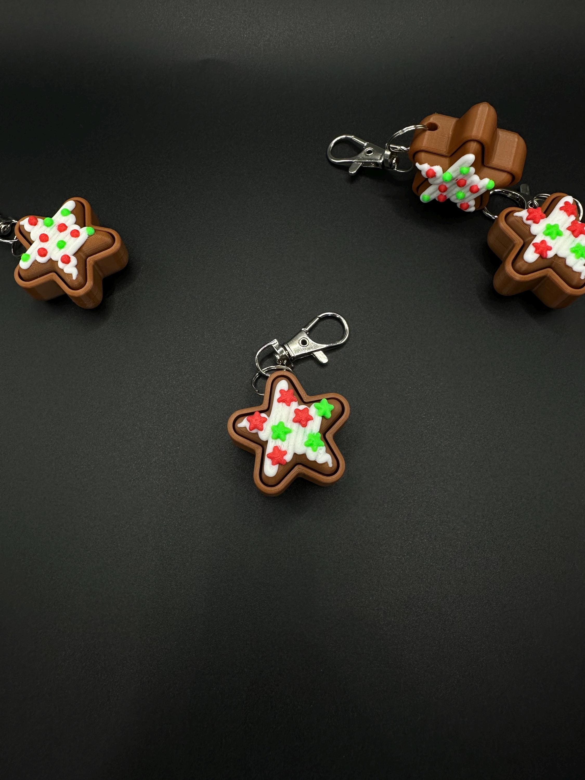 Gingerbread Cookie Star-shaped Fidgets! - Clicker Fidget Keychains - 3D ...