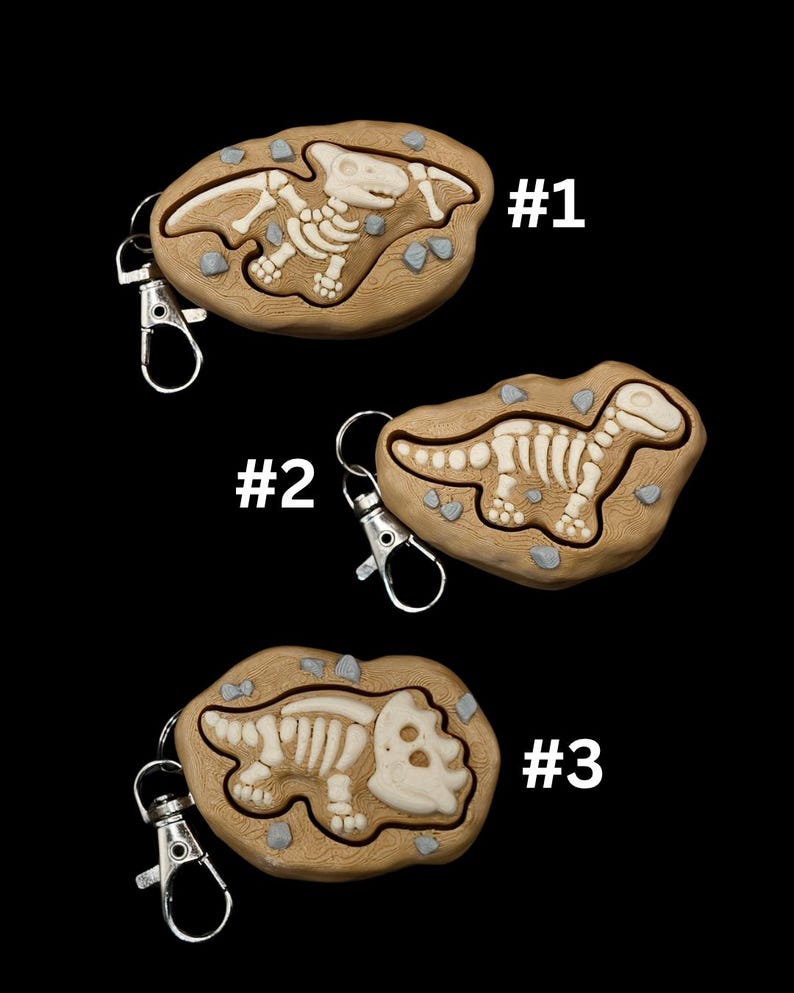 Dinosaur Fossil Clicker Fidgets - Sensory Keychains - 3D Printed image 2