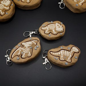 Dinosaur Fossil Clicker Fidgets - Sensory Keychains - 3D Printed image 1