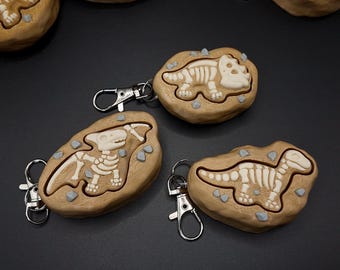Dinosaur Fossil Clicker Fidgets - Sensory Keychains - 3D Printed