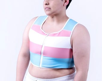 Reversible Pride Thick Zip Compression Swim Top
