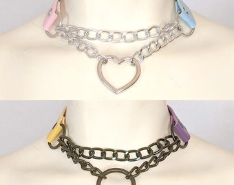 Gargantillas de cadena con temática del orgullo con hebilla y anillos en D