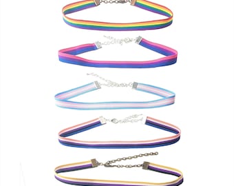 Pulsera o gargantilla con lazo del orgullo, de tamaño personalizado y sutil