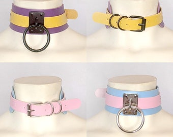 Gargantilla con anilla en forma de O con temática del orgullo, hebilla y anillas en forma de D