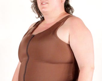 GenderBender 3/4-Length Zip Plus Compression Top for Soft Chest Binding