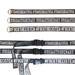 Transgender or Nonbinary Pride # Hashtag Statement Belt Long Adjustable Size