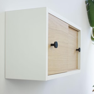 Floating Cabinet with Sliding Doors, Small Bathroom Cabinet, Medicine Cabinet, Floating Shelf