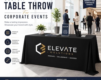 Custom Tablecloth for Corporate Event, Personalized Logo Table Cover, Trade Show Tablecloth, Business Booth Display Banner