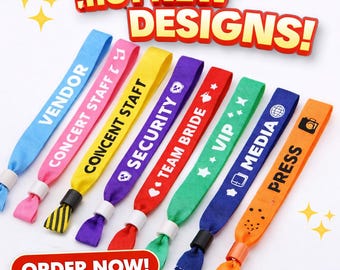 Custom Festival Wristbands Personalized Event Bands VIP Staff Wedding Concert Fabric Bracelets Bulk Party Access Control Bands