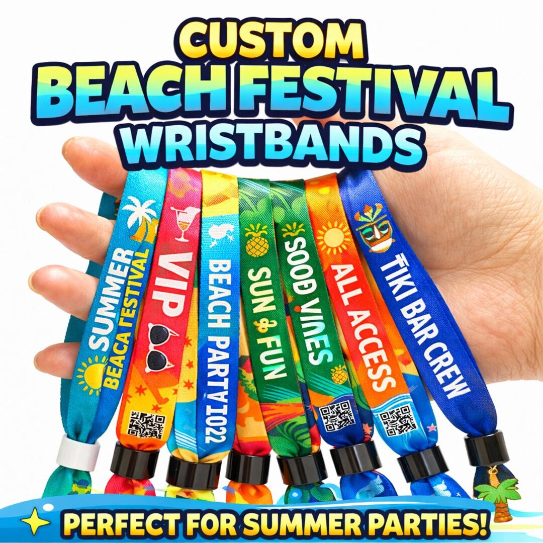 Custom Summer Beach Festival Wristbands, Personalized Event Fabric ...