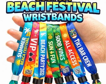 Custom Summer Beach Festival Wristbands, Personalized Event Fabric Wristband with Lock, VIP Party Bands, Concert Entry Bands, Bulk Order