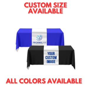 Gepersonaliseerde tafelloper met logo voor pop-upwinkels en evenementen | Tafellinnen met logo op maat voor stands en marketingpresentaties