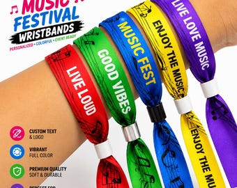 Custom Music Festival Wristbands, Personalized Fabric Event Bracelets, Concert Party Bands, Festival Entrance Wristbands, Party Favors