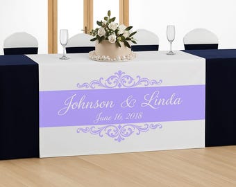 Custom Wedding Table Runner Personalized Name Table Decor | Elegant Reception Table Banner | Floral Bridal Table Decoration | Wedding Decor