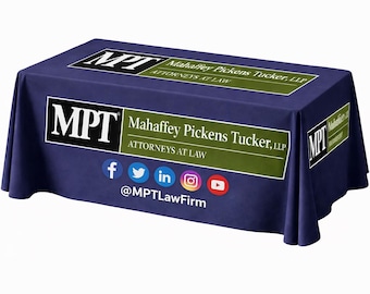 Custom Table Cover with Logo, Branded Tablecloth for Trade Show Booth, Business Promotion Display, Event Marketing Table Throw