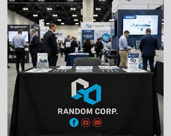 Custom Tablecloth for Corporate Events – Branded Logo Table Throw, Professional Trade Show & Business Event Table Cover