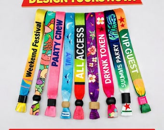 Custom Festival Wristbands Personalized Fabric Event Bracelets for Concerts, Birthday, Bachelorette, Hen & VIP Parties