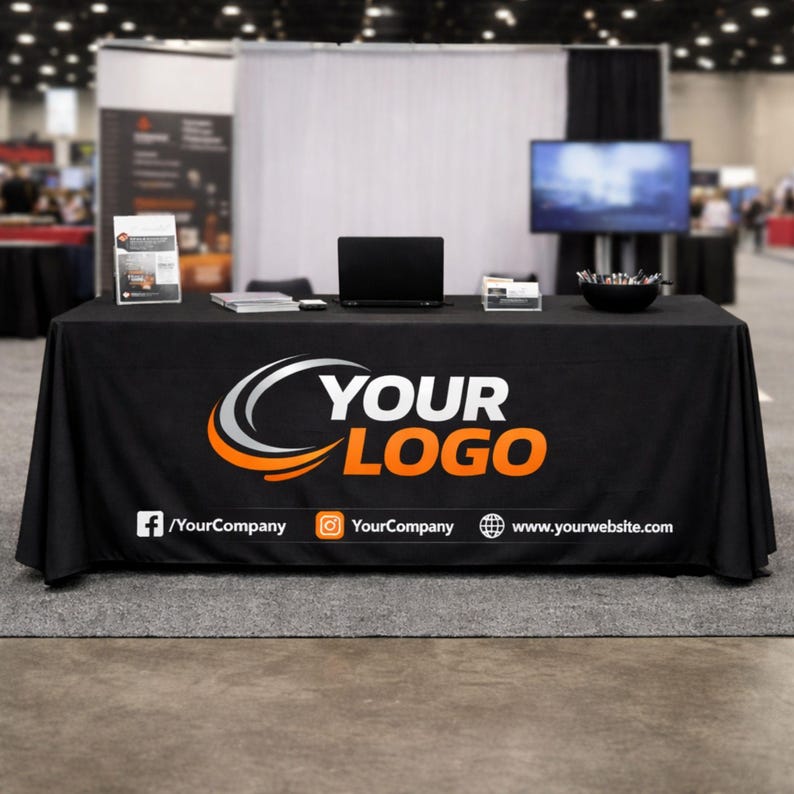 Custom Tablecloth for Corporate Events – Branded Logo Table Throw ...