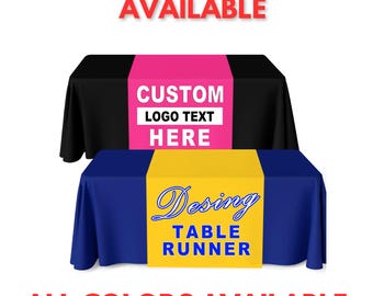 Custom Table Runner with Logo for Pop Up Shops & Vendor Events | Branded Table Cover, Business Display Linen, Trade Show Decor Booth