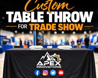 Custom Table Throw with Logo for Trade Show Booth, Business Branding Table Cover, Vendor Display Tablecloth, Expo Event Table Cover