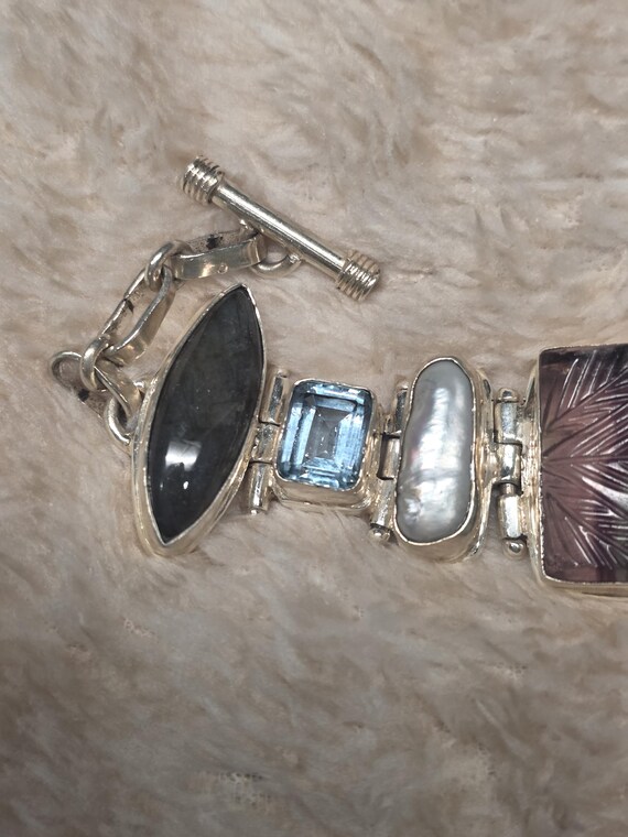 Artesian multi-Stone sterling silver bracelet - image 7